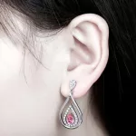 Náušnice v tvare kvapky s kryštálom Swarovski, ružové