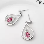 Náušnice v tvare kvapky s kryštálom Swarovski, ružové