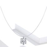 Strieborný náhrdelník s priesvitným obdĺžnikovým príveskom