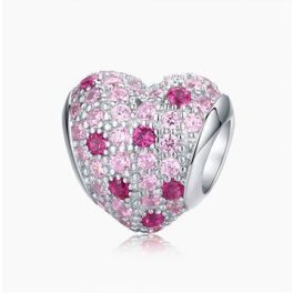 Strieborné kúzlo, kvetinové srdce, ružové