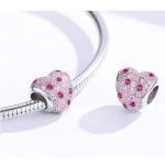 Strieborné kúzlo, kvetinové srdce, ružové