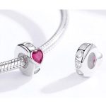 Strieborný prívesok so srdiečkom, ružový