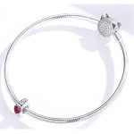 Strieborný prívesok so srdiečkom, ružový