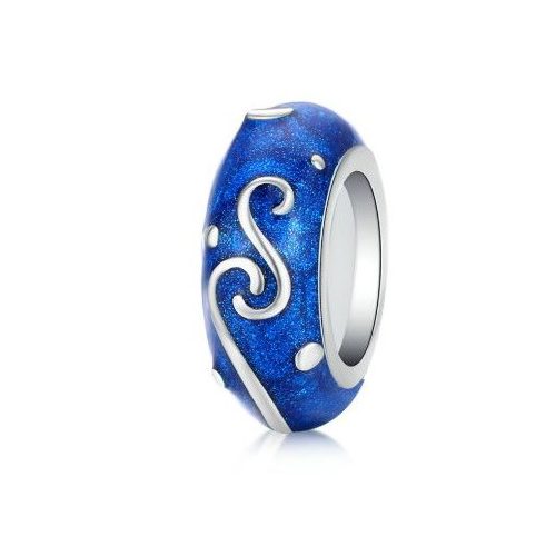 Strieborný prívesok so vzorom inda, modrý