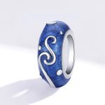 Strieborný prívesok so vzorom inda, modrý