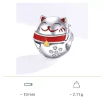 Strieborný charm, šťastná mačka