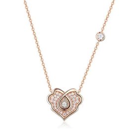   Náhrdelník s ozdobným príveskom srdiečka, striebro, ružové zlato