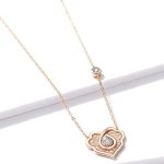 Náhrdelník s ozdobným príveskom srdiečka, striebro, ružové zlato