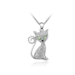   Náhrdelník s kamienkovým príveskom mačky Swarovski, peridot
