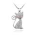 Náhrdelník s príveskom mačky s kamienkami Swarovski, ružová