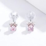 Strieborné náušnice, labka, ružové