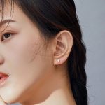 Strieborné náušnice, labka, ružové