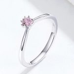 Strieborný prsteň, labka, ružový, veľkosť 7