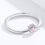 Strieborný prsteň, labka, ružový, veľkosť 8