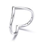 Strieborný prsteň v tvare srdca, veľkosť 7