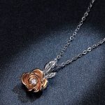 Strieborný náhrdelník s príveskom ruže, ružové zlato