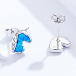 Strieborné náušnice, jednorožec, striebro