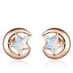 Strieborné náušnice, mesiac-hviezda, rosegold