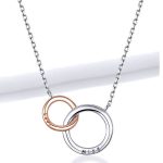 Strieborný náhrdelník, dvojitý snubný prsteň s príveskom