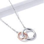 Strieborný náhrdelník, dvojitý snubný prsteň s príveskom