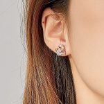 Strieborné náušnice, ruža so srdiečkom, rosegold