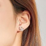 Strieborné náušnice, ruža so srdiečkom, rosegold