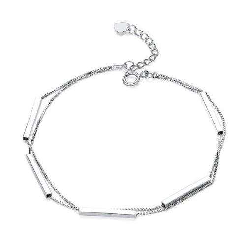 Strieborný náramok, dvojitý, geometrický