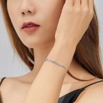 Strieborný náramok, dvojitý, geometrický