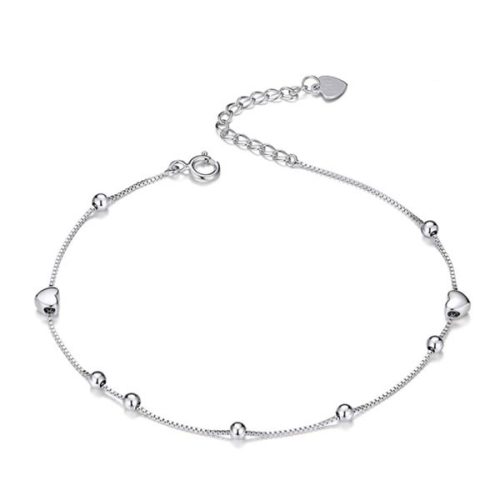 Strieborný náramok so srdiečkami