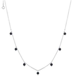Strieborný náhrdelník s čiernymi perlami