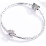 Strieborný prívesok na labky, ružový