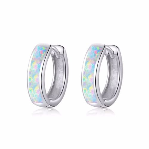 Ezüst fülbevaló, opál