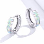 Ezüst fülbevaló, opál