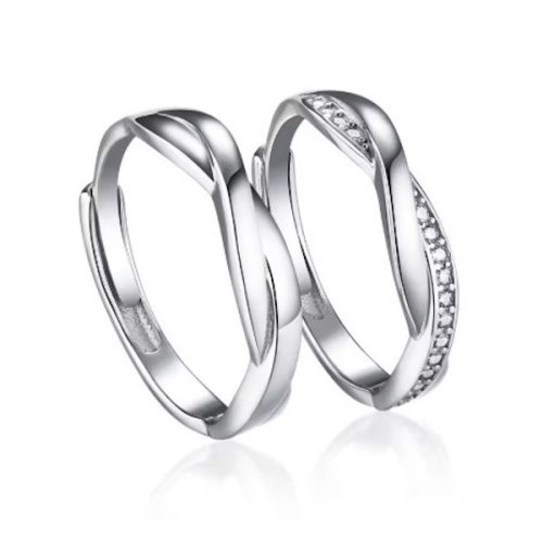 Ezüst karikagyűrű, csavart, egy pár, állítható méret