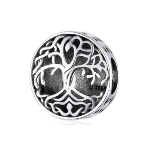 Strieborné perlové kúzlo so stromom života