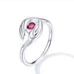 Strieborný prsteň s ružovým kryštálom, veľkosť 8