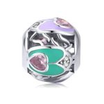 Strieborné kúzlo s farebnými srdiečkami