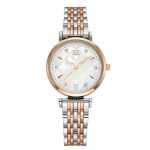 Dámske náramkové hodinky, s kovovým remienkom, strieborno-ružovo-zlaté
