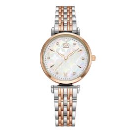   Dámske náramkové hodinky, s kovovým remienkom, strieborno-ružovo-zlaté