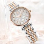 Dámske náramkové hodinky, s kovovým remienkom, strieborno-ružovo-zlaté