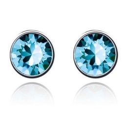   Okrúhle náušnice, Aquamarine, zdobené kryštálmi Swarovski