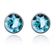 Kruhové náušnice, aquamarín, zdobené krištáľmi Swarovski