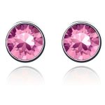 Okrúhle náušnice, ružové, zdobené kryštálmi Swarovski