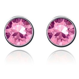   Okrúhle náušnice, ružové, zdobené kryštálmi Swarovski