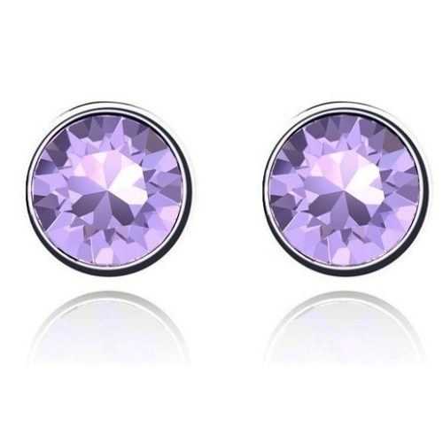 Okrúhle náušnice fialové zdobené kryštálmi Swarovski