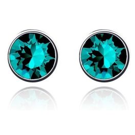   Okrúhle náušnice, modrý zirkón, zdobené kryštálmi Swarovski