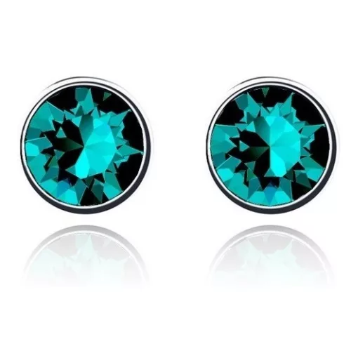 Kružné náušnice, Modrý zirkón, dekorované kryštálmi Swarovski