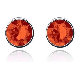   Okrúhle náušnice, Padparadscha, zdobené kryštálmi Swarovski