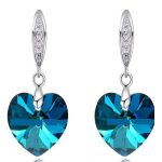 Náušnice s príveskom v tvare srdca, Crystal BBL, zdobené kryštálmi Swarovski