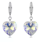 Srdcový príveskový náušnice, Crystal AB, dekorované Swarovski kryštálmi